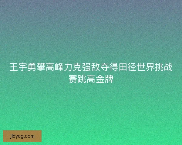王宇勇攀高峰力克强敌夺得田径世界挑战赛跳高金牌 王宇勇攀高峰力克强敌夺得田径世界挑战赛跳高金牌